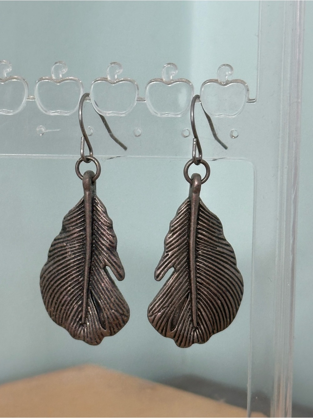 Feather Dangle Earrings in Silver Metal Women Jewelry